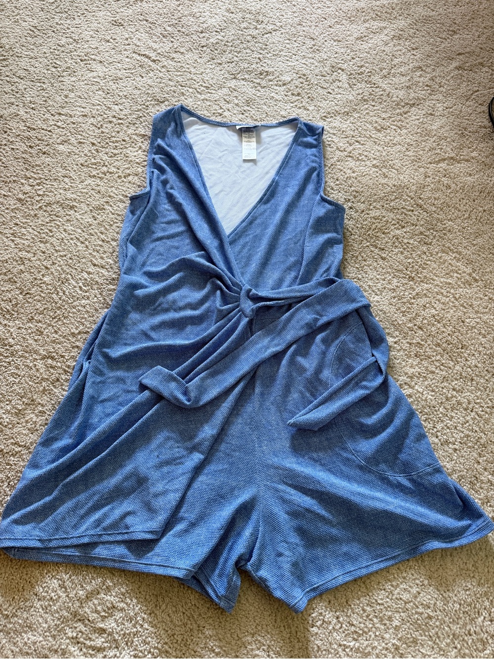 Tommy Bahama Blue Sleeveless Wrap Romper